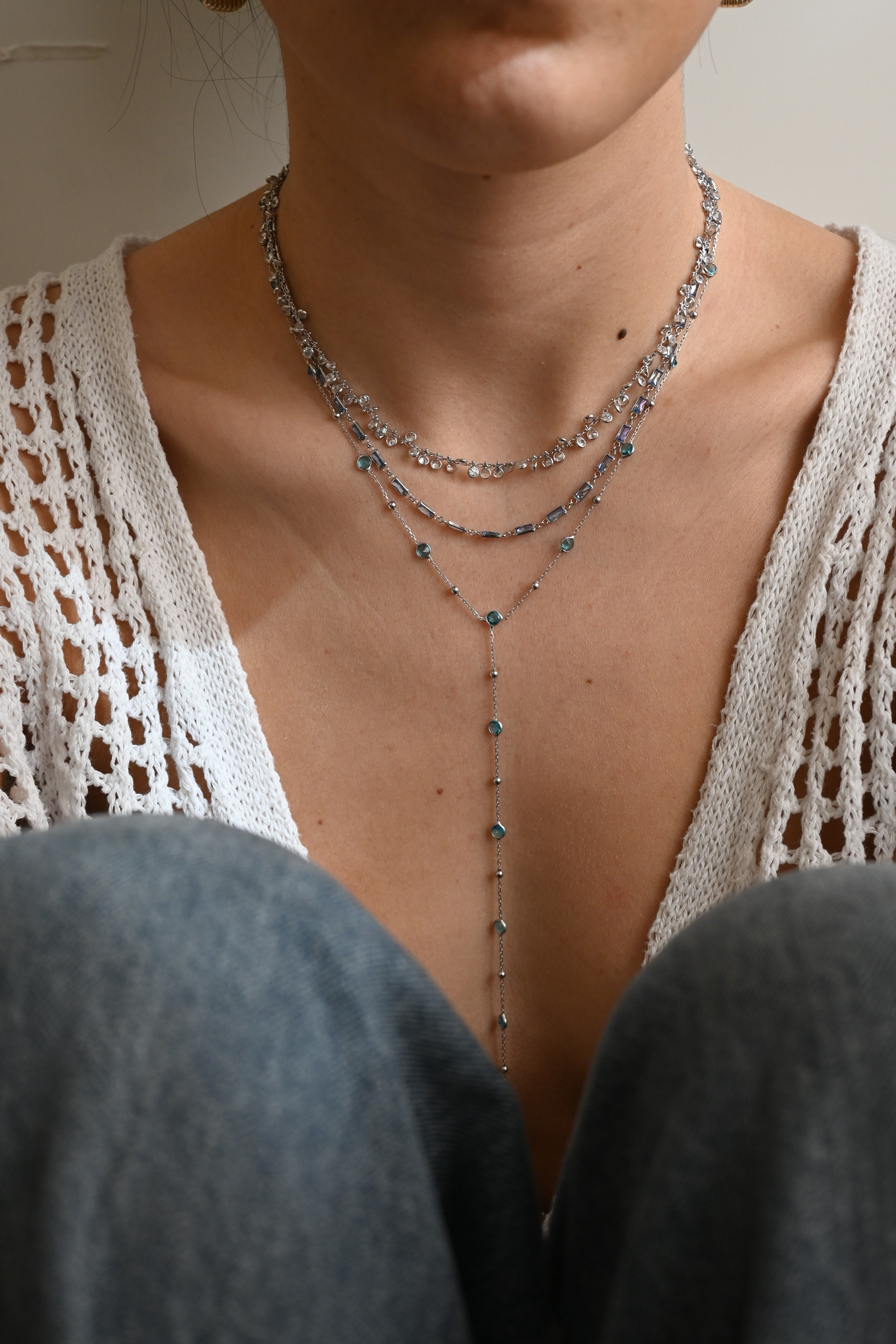 Aqua Y Necklace