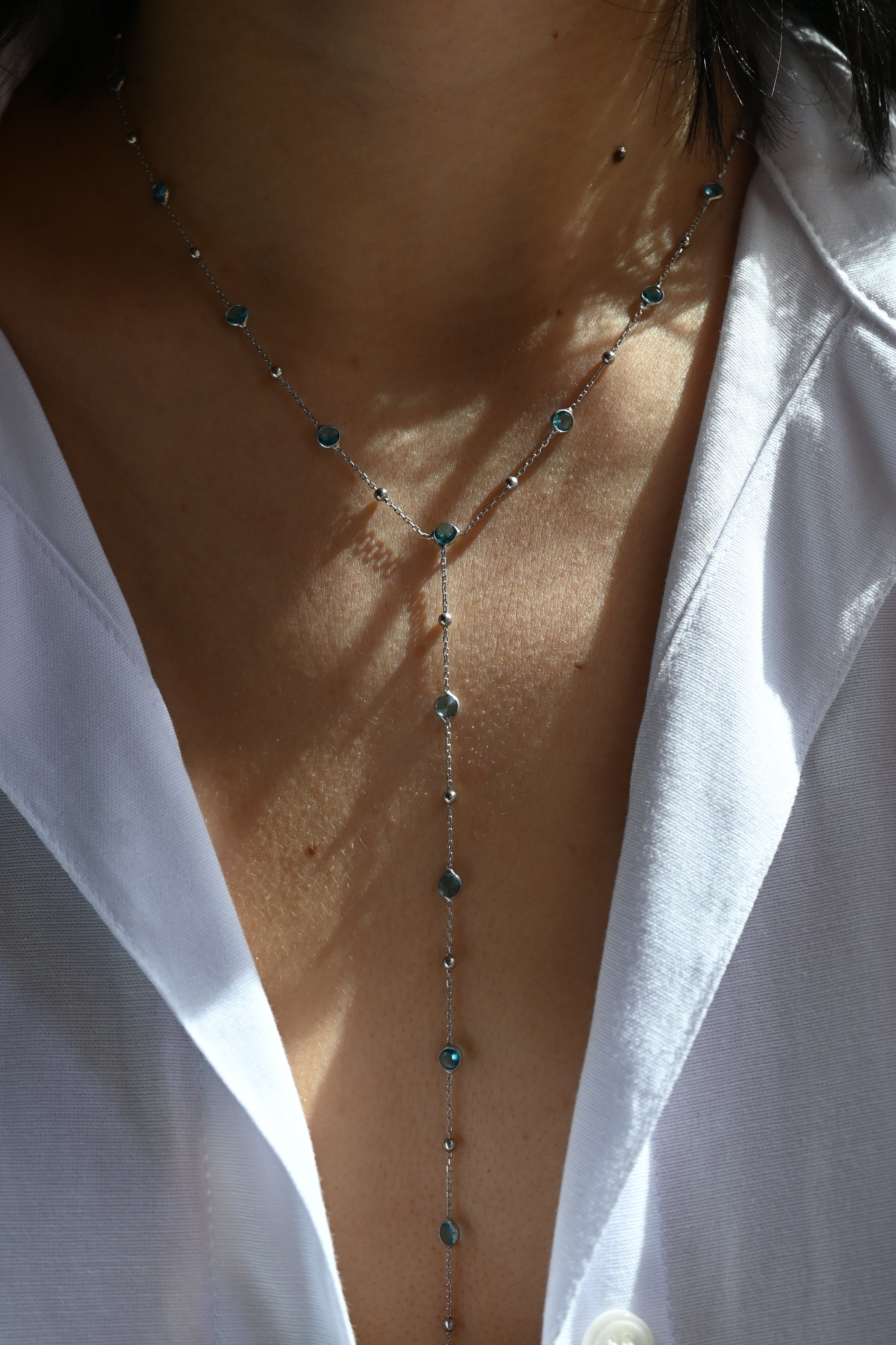 Aqua - Y Necklace