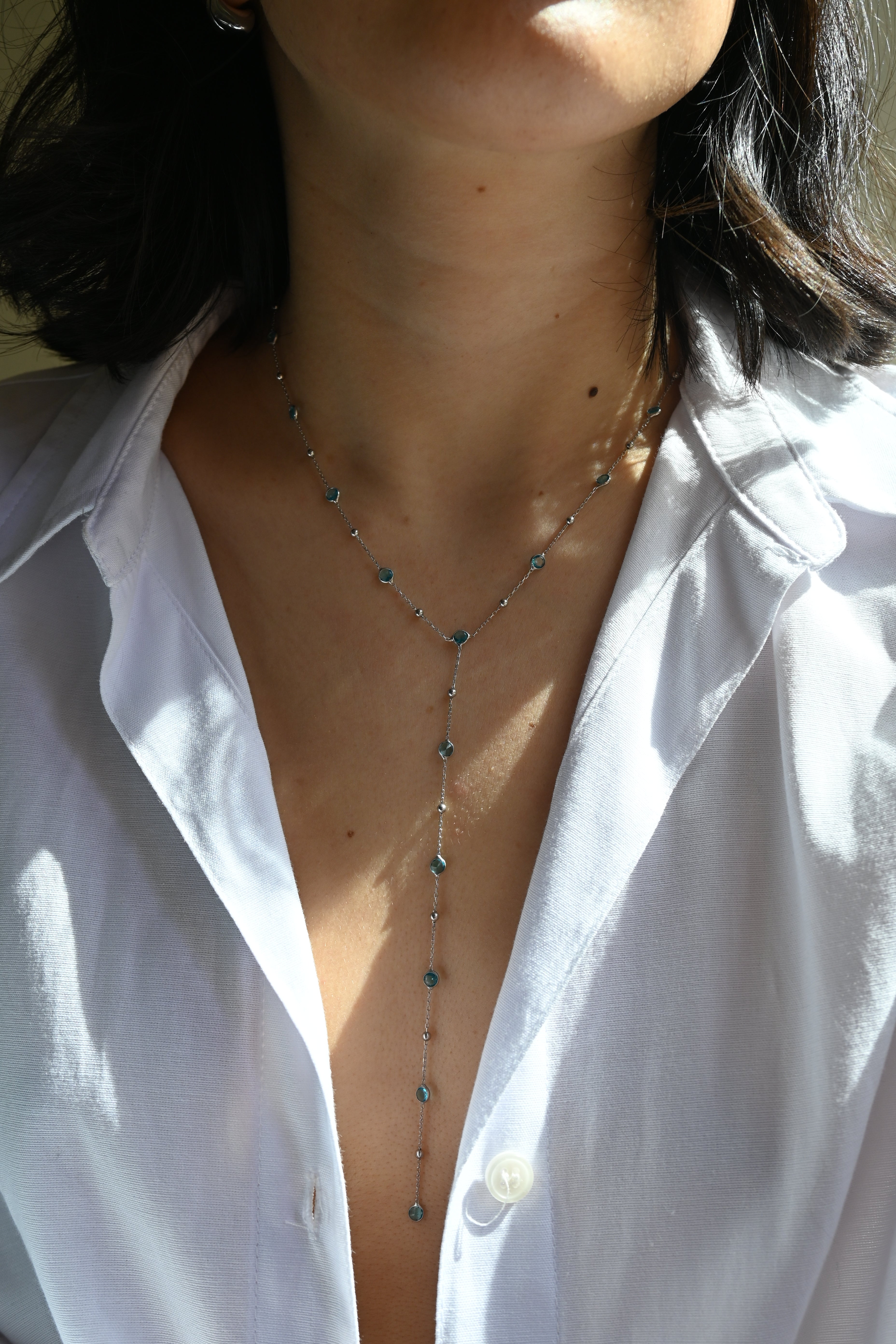 Aqua - Y Necklace