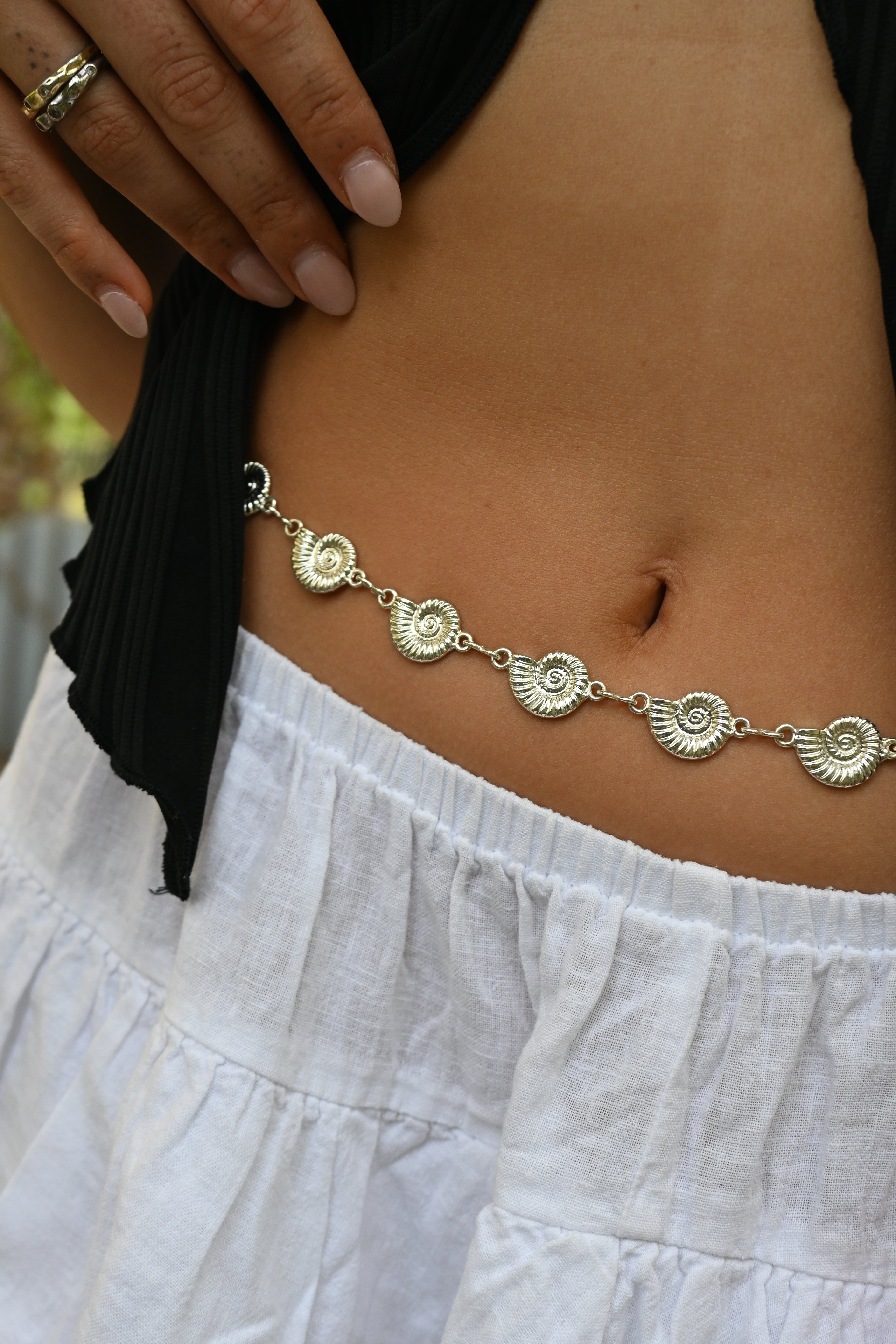 Bellychain - Silver Nautilus Shell
